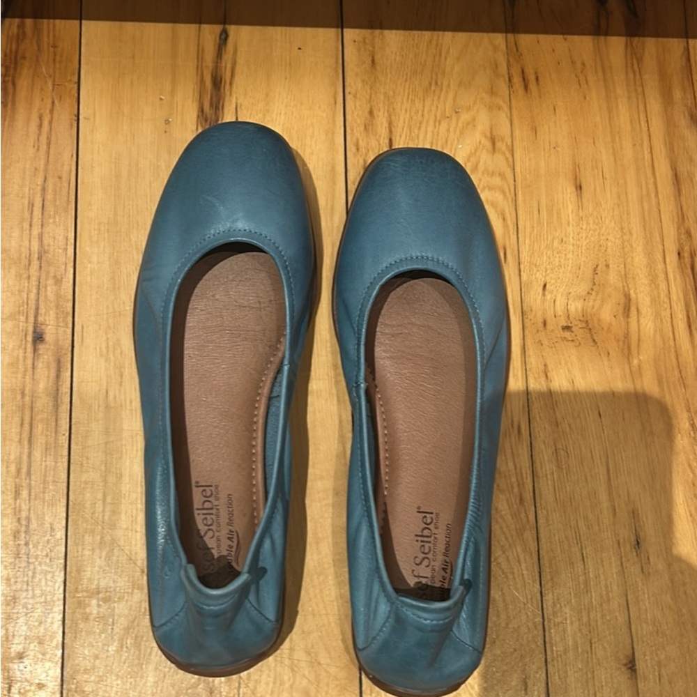 Josef Seibel Teal Leather Ballet Flats